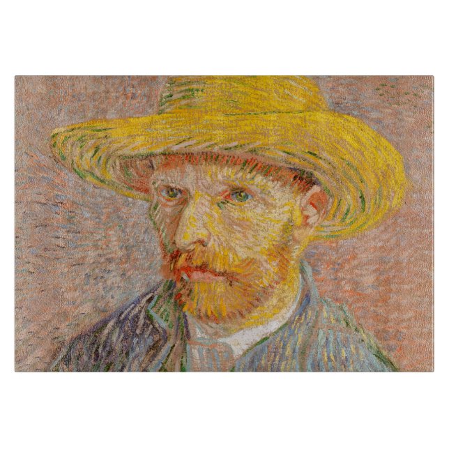 Vincent Van Gogh Self Portrait Straw Hat Cutting Board (Front)