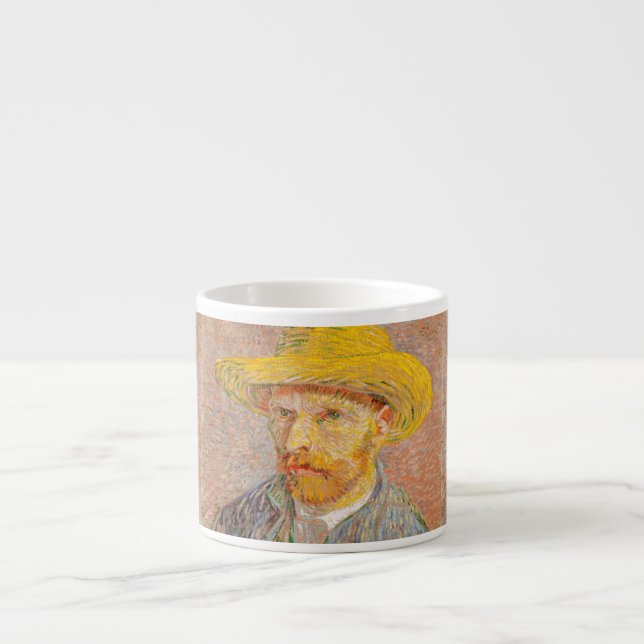 Vincent Van Gogh Self Portrait Straw Hat Espresso Cup (Front)