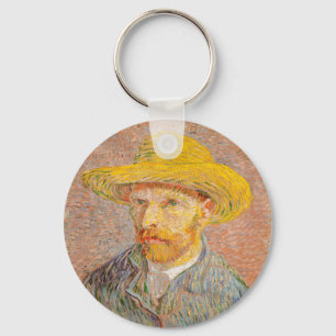 Vincent Van Gogh Self Portrait Straw Hat Key Ring