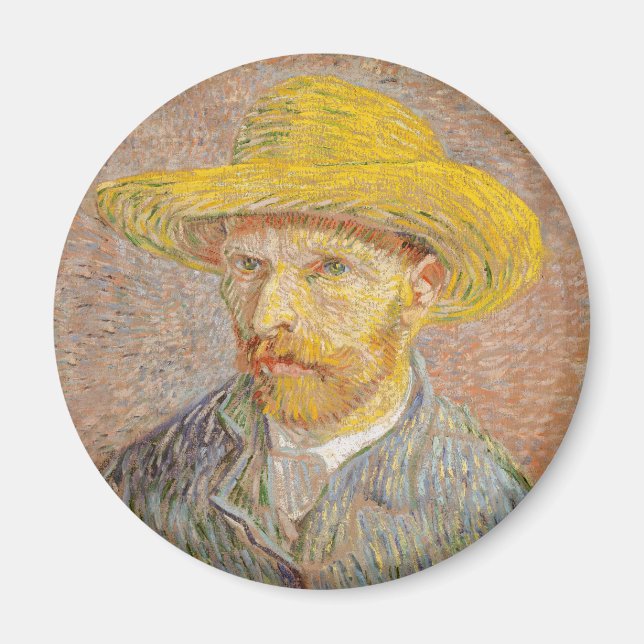 Vincent Van Gogh Self Portrait Straw Hat Magnet (Front)