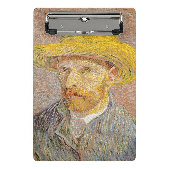 Vincent Van Gogh Self Portrait Straw Hat Mini Clipboard (Front)