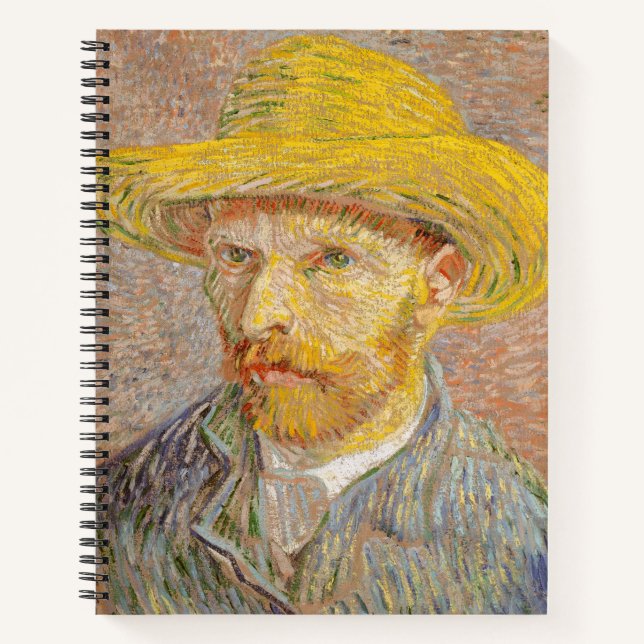 Vincent Van Gogh Self Portrait Straw Hat Notebook (Front)