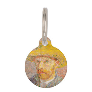 Vincent Van Gogh Self Portrait Straw Hat Pet Tag