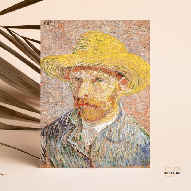 Vincent van Gogh Self-Portrait Straw Hat Pink Postcard (Creator Uploaded)