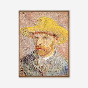 Vincent van Gogh Self-Portrait Straw Hat Pink Poster