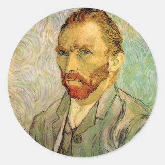 Vincent van Gogh Self Portrait, Vintage Fine Art Classic Round Sticker