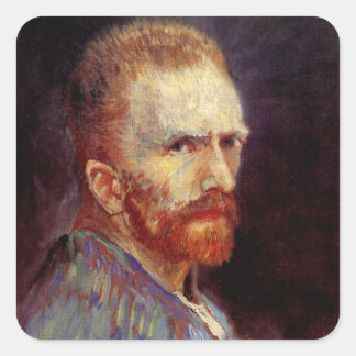 Vincent van Gogh Self Portrait, Vintage Fine Art Square Sticker