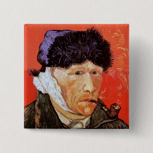 Vincent Van Gogh - Self Portrait With Bandaged Ear 15 Cm Square Badge