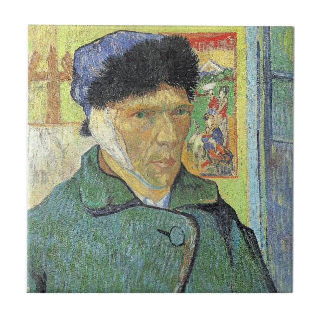 Vincent van Gogh, Self-Portrait with Bandaged Ear, Ceramic Tile (Front)