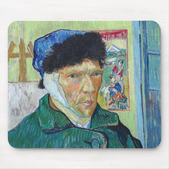 Vincent van Gogh - Self-portrait with bandaged ear Mouse Pad (Front)