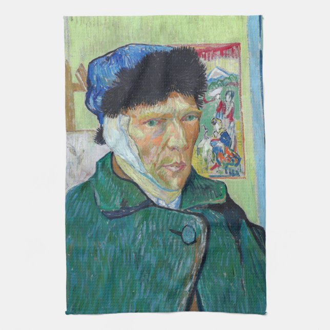 Vincent van Gogh - Self-portrait with bandaged ear Tea Towel (Vertical)