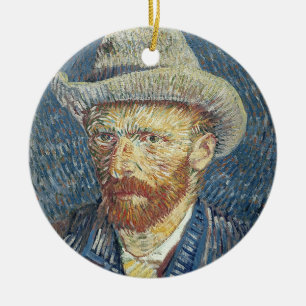 Vincent van Gogh Self Portrait with Felt Hat Ceramic Ornament