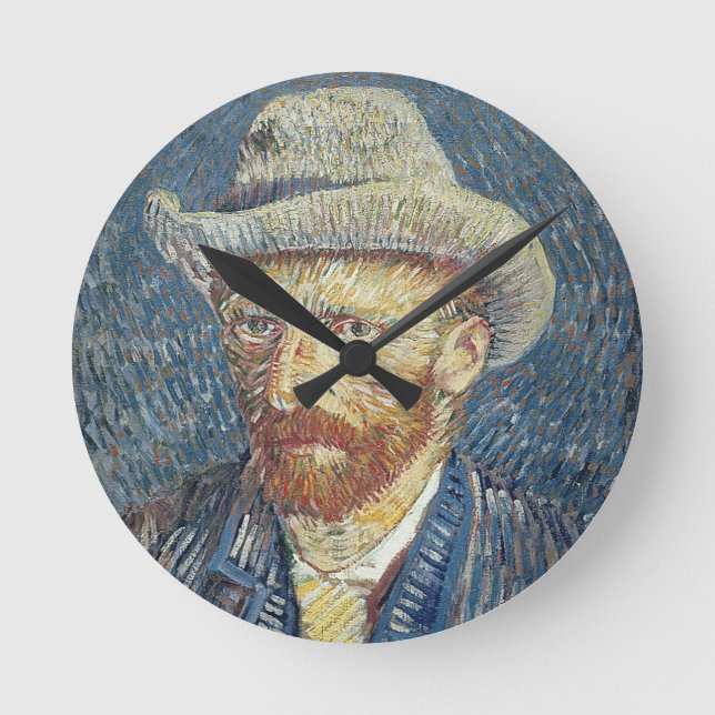 Vincent van Gogh | Self Portrait with Felt Hat Round Clock (Front)
