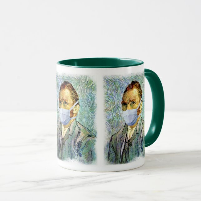 Vincent Van Gogh Self Portrait With Mask Spoof Mug (Front Right)