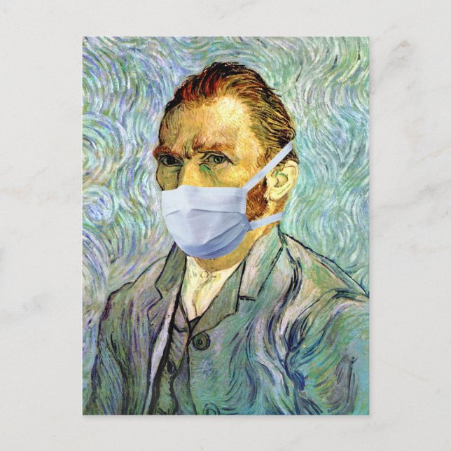 Vincent Van Gogh Self Portrait With Mask Spoof Postcard (Front)