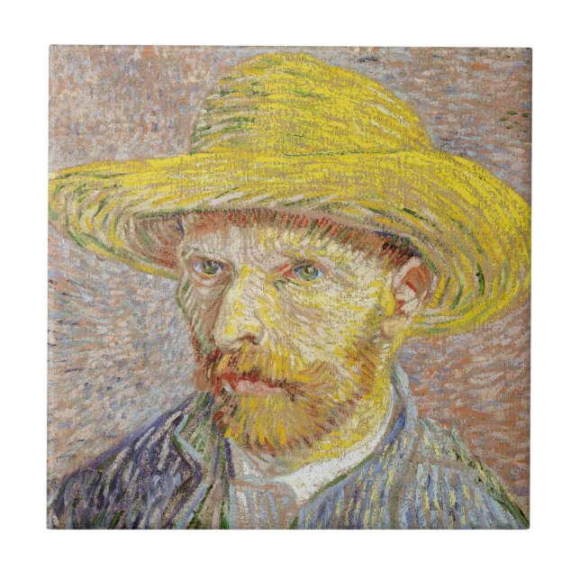 Vincent van Gogh - Self-portrait with Straw Hat Ceramic Tile (Front)