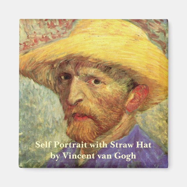 Vincent van Gogh Self Portrait with Straw Hat Magnet (Front)