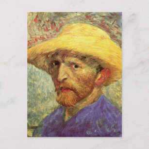 Vincent van Gogh Self Portrait with Straw Hat Postcard