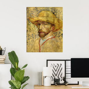Vincent van Gogh Self Portrait with Straw Hat Poster