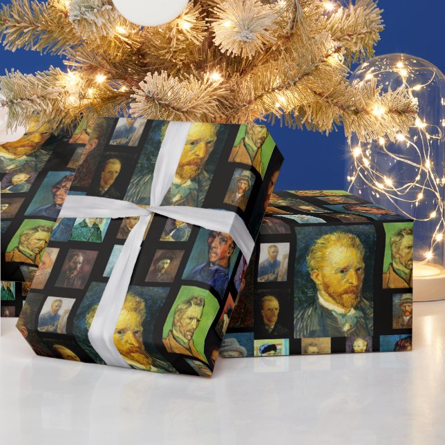 Vincent van Gogh Selfies Collage Gift Wrapping Paper (Holidays)