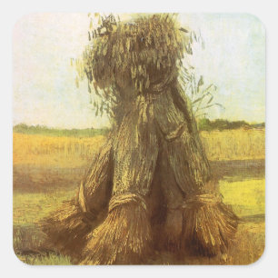 Vincent van Gogh - Sheaves of Wheat Square Sticker