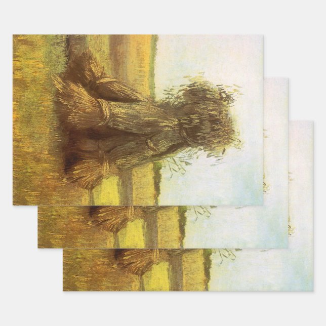 Vincent van Gogh - Sheaves of Wheat Wrapping Paper Sheet (Set)