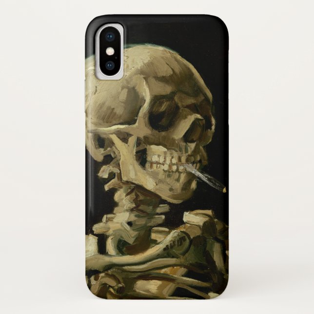 Vincent Van Gogh Skeleton with a Burning Cigarette Case-Mate iPhone Case (Back)