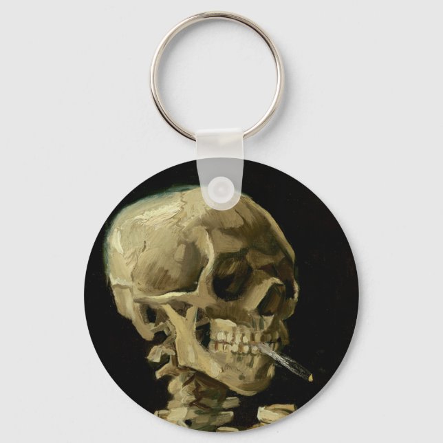 Vincent Van Gogh Skeleton with a Burning Cigarette Key Ring (Front)