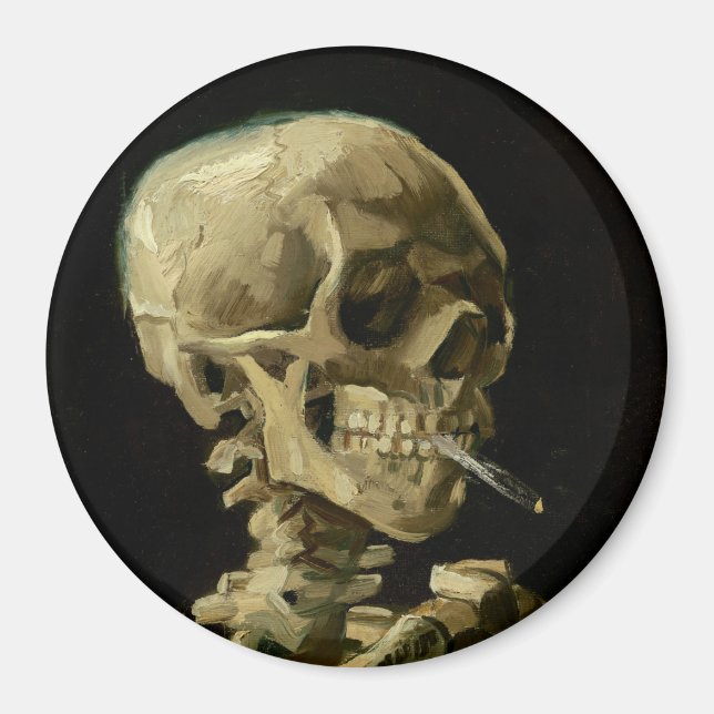 Vincent Van Gogh Skeleton with a Burning Cigarette Magnet (Front)