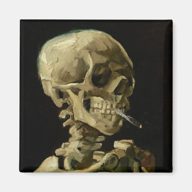 Vincent Van Gogh Skeleton with a Burning Cigarette Magnet (Front)