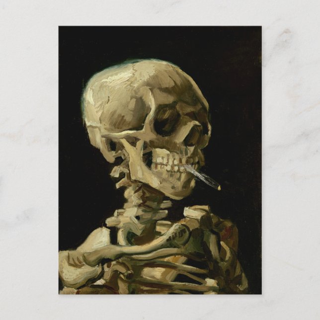 Vincent Van Gogh Skeleton with a Burning Cigarette Postcard (Front)