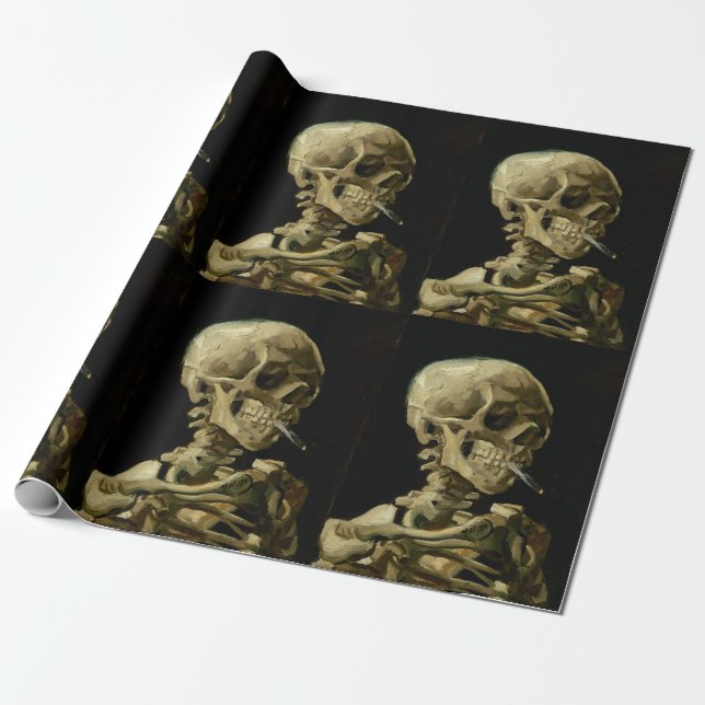 Vincent Van Gogh Skeleton with a Burning Cigarette Wrapping Paper (Unrolled)