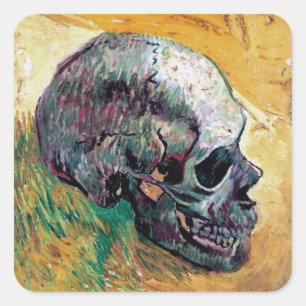 Vincent Van Gogh - Skull In Profile - Fine Art Square Sticker