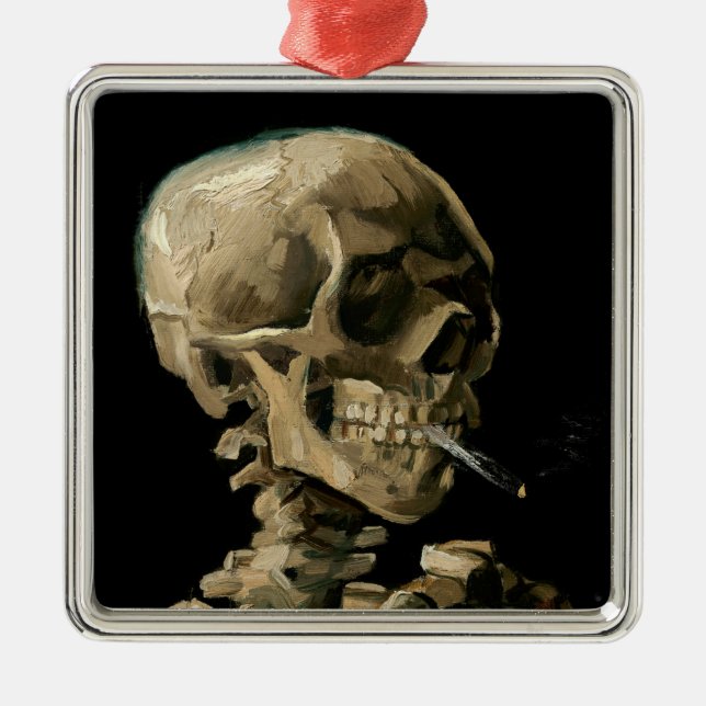 Vincent van Gogh - Skull with Burning Cigaret Metal Ornament (Front)