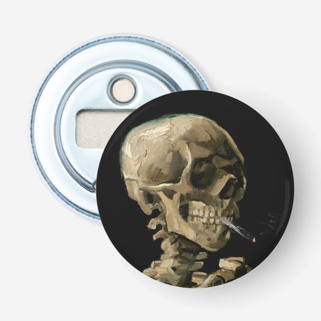 Vincent van Gogh - Skull with Burning Cigarette Bottle Opener (Front)