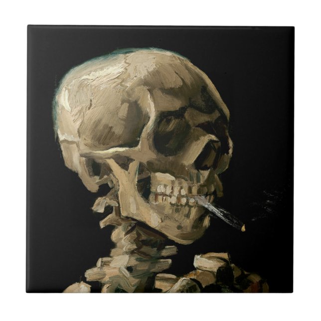 Vincent van Gogh - Skull with Burning Cigarette Ceramic Tile (Front)
