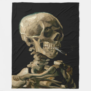 Vincent van Gogh - Skull with Burning Cigarette Fleece Blanket