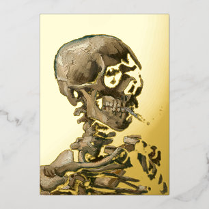Vincent van Gogh - Skull with Burning Cigarette Foil Holiday Card