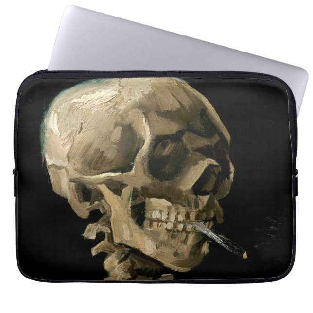Vincent van Gogh - Skull with Burning Cigarette Laptop Sleeve (Front)