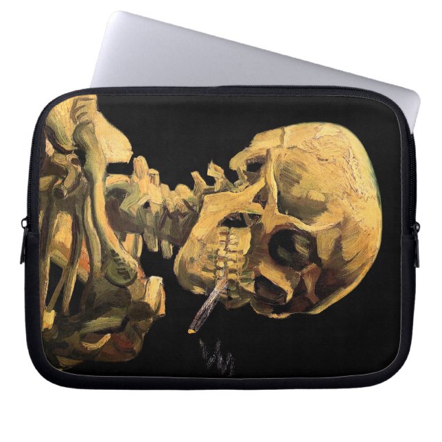 Vincent Van Gogh - Skull With Burning Cigarette Laptop Sleeve (Front)