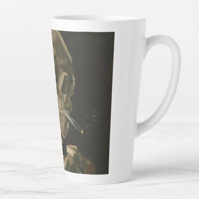 Vincent Van Gogh - Skull with Burning Cigarette Latte Mug (Right)