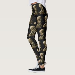 Vincent van Gogh - Skull with Burning Cigarette Leggings