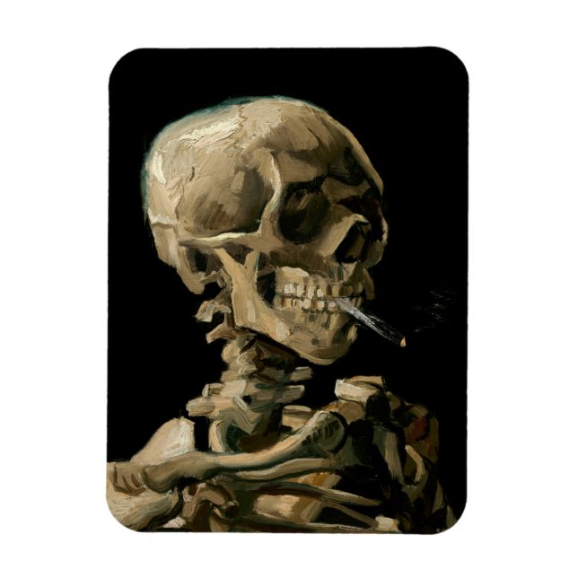 Vincent van Gogh - Skull with Burning Cigarette Magnet (Vertical)