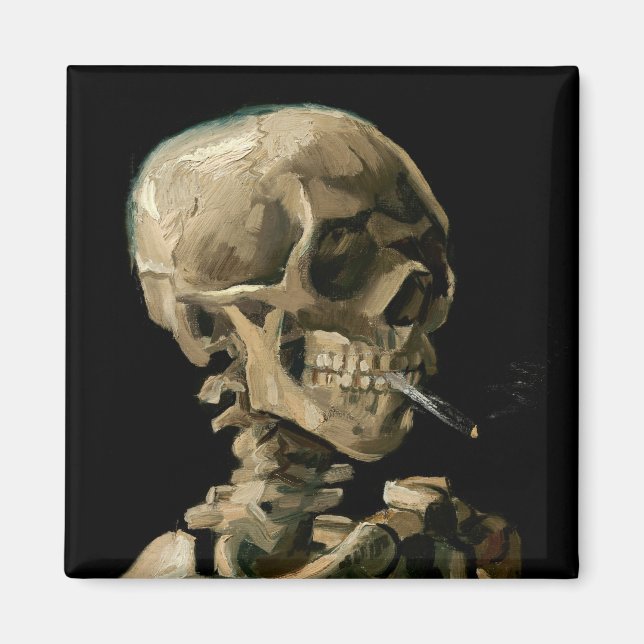 Vincent van Gogh - Skull with Burning Cigarette Magnet (Front)