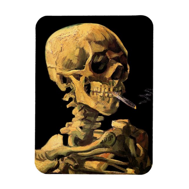 Vincent Van Gogh - Skull With Burning Cigarette Magnet (Vertical)