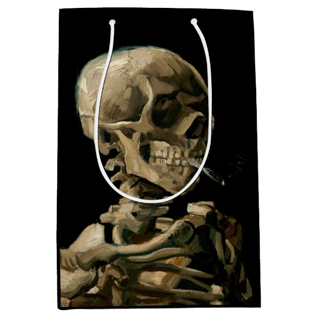 Vincent van Gogh - Skull with Burning Cigarette Medium Gift Bag (Front)