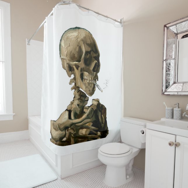 Vincent van Gogh - Skull with Burning Cigarette Shower Curtain (In Situ)
