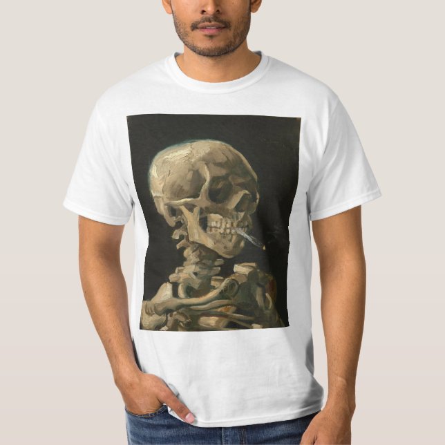 Vincent Van Gogh - Skull with Burning Cigarette T-Shirt (Front)