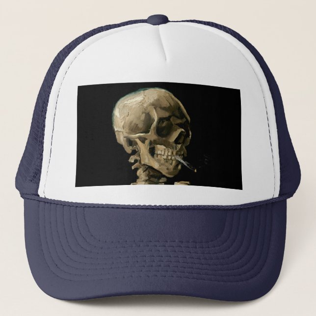 Vincent van Gogh - Skull with Burning Cigarette Trucker Hat (Front)