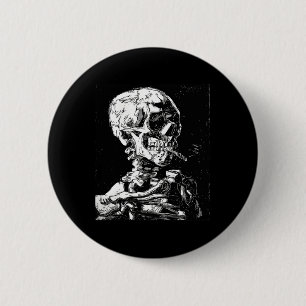 Vincent Van Gogh Skull With Cigarette Skeleton Hal 6 Cm Round Badge